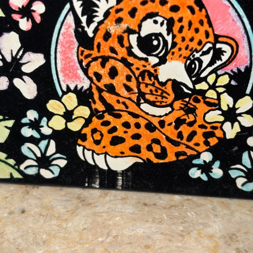 Lisa Frank Hunter the Leopard Jewelry Box Small Black Tropical Floral Drawers